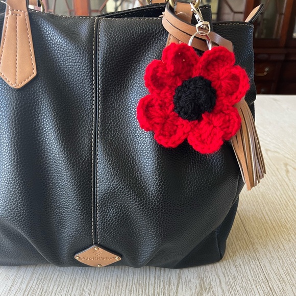 3/$20 Hand Crocheted Red Poppy Flower Keychain! - Picture 1 of 9